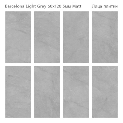 Керамогранит матовый Marbles BARCELONA LIGHT GREY 60x120 5мм MATT