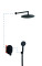 AQG Beta, душевой комплект ER208 на 2 потребителя: с круглым верхним душем 25 см и кронштейном 35 см, цвет черный матовый