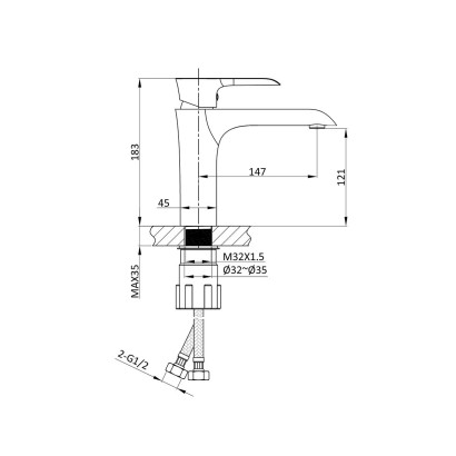 Смеситель для раковины Esse VBF-1E1MB, черный