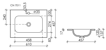 Мебельная раковина накладная Ceramicanova Element, белый 610*457*137мм