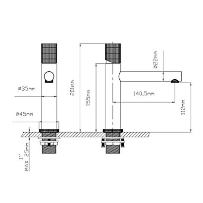 Смеситель для раковины Groove VBF-4G1GM, вороненая сталь