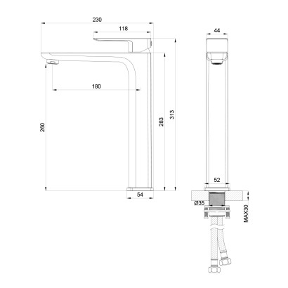 Высокий смеситель для раковины Oliveeka OL-239003-CR, хром
